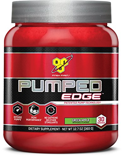 BSN 30 Servings Pumped Edge Pre-Workout Powders, Green Apple, 360 Gram