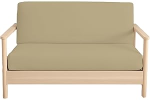 YARNS OF COTTON Queen Size Armless Futon Covers - 100% Cotton Futon Slipcovers - Zippered Couch Cover Sofa Bed Protector, Sleeper Sofa Cover, Machine Washable, Beige