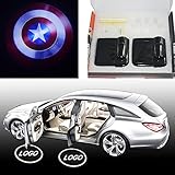 Spoya Captain America badge logo wireless magnetic Black car door step LED curtesy welcome logo shadow light laser projector light
