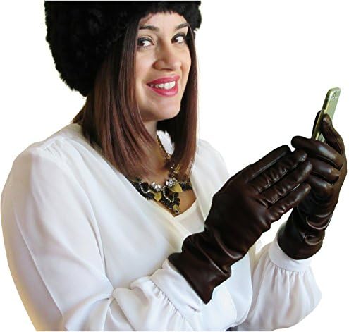 Fownes Women's Cashmere Lined Smart Brown Lambskin Leather Gloves 6/XS