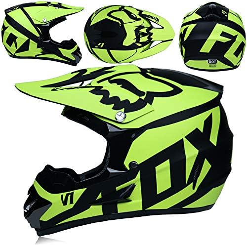 yaning Adult Offroad Helmet Goggles Gloves Gear Combo Purple Splatter
