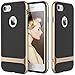 For Apple iPhone 6s Plus Case, For iPhone 6 Plus 5.5” Case, ROCK [Royce] Anti-scratch Drop Protection Ultra Thin Fit Dual Layered Heavy Duty Armor Hybrid PC+Soft TPU Shell Case - Champagne Gold/Black