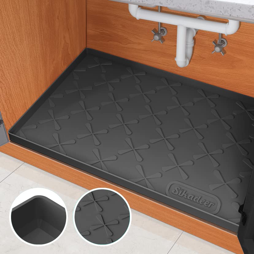 SIKADEER Under Sink Mat for Kitchen Waterproof, 34" x 22" Silicone