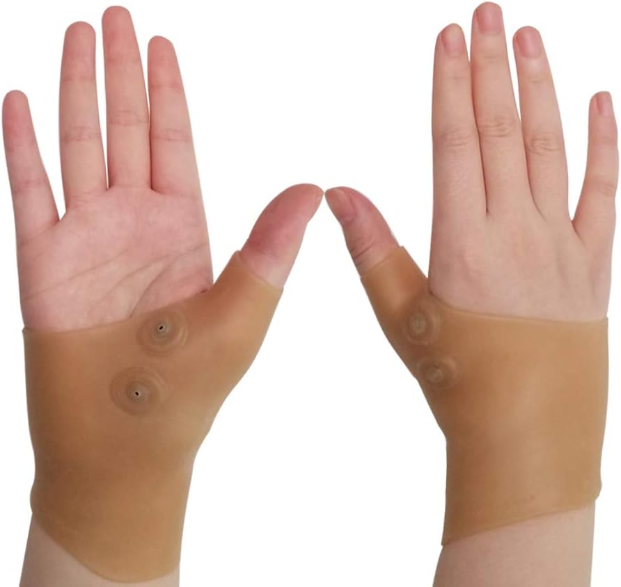 Gel Wrist Thumb Brace Carpal Tunnel Wrist Brace Magnetic Silicone Gel Wrist Support Therapy Wrist Hand Thumb Gloves for Typing, Yoga, Swimming, Gardening, 2pcs