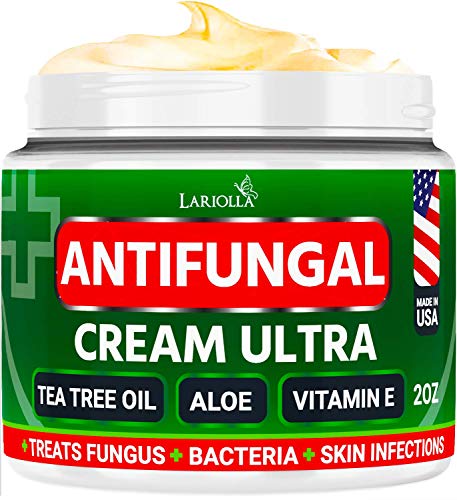 Natural Antifungal Cream – Made in USA – Effective Treatment for Toenail Fungus, Athletes Foot, Ringworm Treatment for Humans, Jock Itch – Combats Body Acne – Aloe Vera, Tea Tree, Mineral Oils – 2 OZ