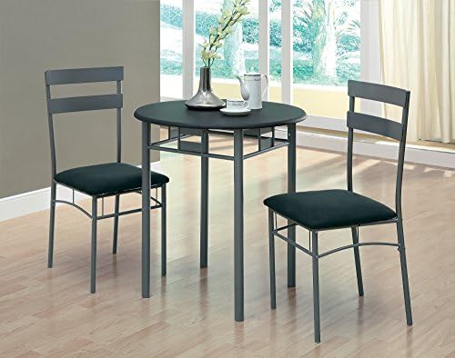 BLACK AND SILVER METAL DINING SET, SET OF 3