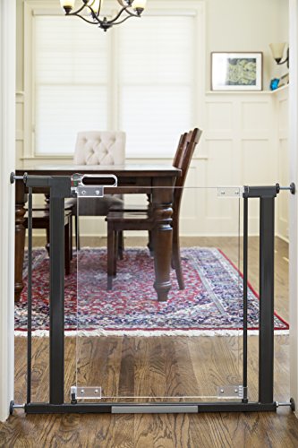 QDOS Crystal Baby Safety GATE - Meets Tougher European Standards - Modern Design and Unparalleled Safety - Beauty & Safety Together - AccuInstall Indicators for Simple Installation | Pressure Mount