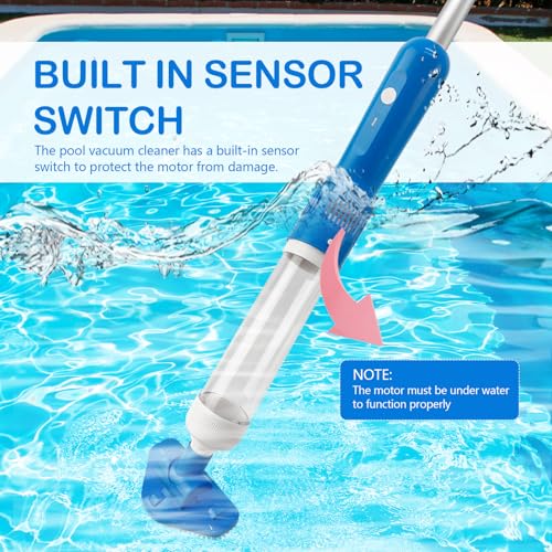 Pool Vacuum Cleaner with Battery, 3 in 1 Portable Pool Vacuum with Telescopic Handle, Wireless Pool Vacuum for Small Pools, Spas, Hot Tubs