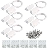 Gebildet 5pcs Recessed Wired Security Window Gate Contact Sensor Alarm,Magnetic Reed Switch White,Magnetic Door Sensor,Magnet