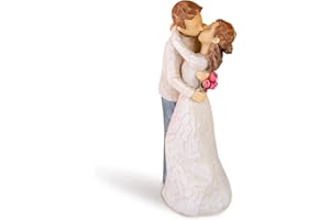 AIDLNS Husband and Wife Hug Figurine, Valentine's Day Gift for Wife Girlfriend Husband Boyfriend Romantic Hand Painted Sculpture Couple Figure Anniversary Wedding Gift (Can't Help Falling in Love)