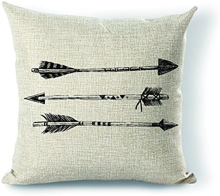 Yohoba Pillow Cover Retro Tribal Feather Arrow Cotton Linen Decorative Throw Pillow Case Cushion Cover 18 X18 Inches