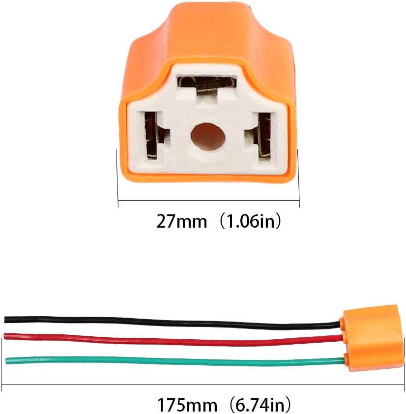 HUIQIAODS H4 Female Ceramic Headlight Extension Connector Plug Bulb Wire Socket, H4 Ceramic Wire - Image 3