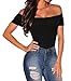 Shawhuwa Womens Sexy Off Shoulder Leotard Bodysuit Clubwear Romper L Black