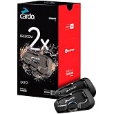Cardo Systems FREECOM 2X Motorcycle 2-Way Helmet Bluetooth Communication System Headset Intercom, Universal Bluetooth Connectivity, Waterproof, 40mm Speakers - Dual Pack