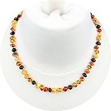 Baltic Amber Necklace for Adult (Unisex, Multicolor, 18 Inches) Lab-Tested, 100% Certified Baltic Amber - All Natural Pain Relief & Anti-Inflammatory for Migraine, Sinus, Arthritis & More!