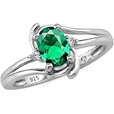 Silvershake 7x5MM Oval Shape Genuine Gemstone 925 Sterling Silver Engagement Wedding Anniversary Ring
