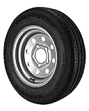 ST145/R12 Loadstar Trailer Tire LRE on 5 Bolt Silver Mod Wheel - Heavy Duty