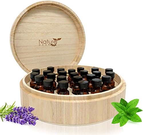 2018 Model Essential Oil Box - Holds 37 Bottles - Real Wood Storage Organizer for 5ml, 10ml and 15ml and Roller Bottles - Sustainable Raw Finish can be Painted &amp; Stained