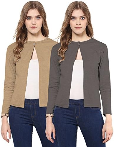Skidlers Women/Girl's Summer Cotton Formal Shrugs / Women's Cotton Front Open Full Sleeve Cape Shrug(Pack of 2)