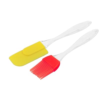 ShopToShop Silicone Spatula and Pastry Brush for Cake Mixer, Decorating, Cooking, Baking and Glazing(Multicolour, Standard Size)