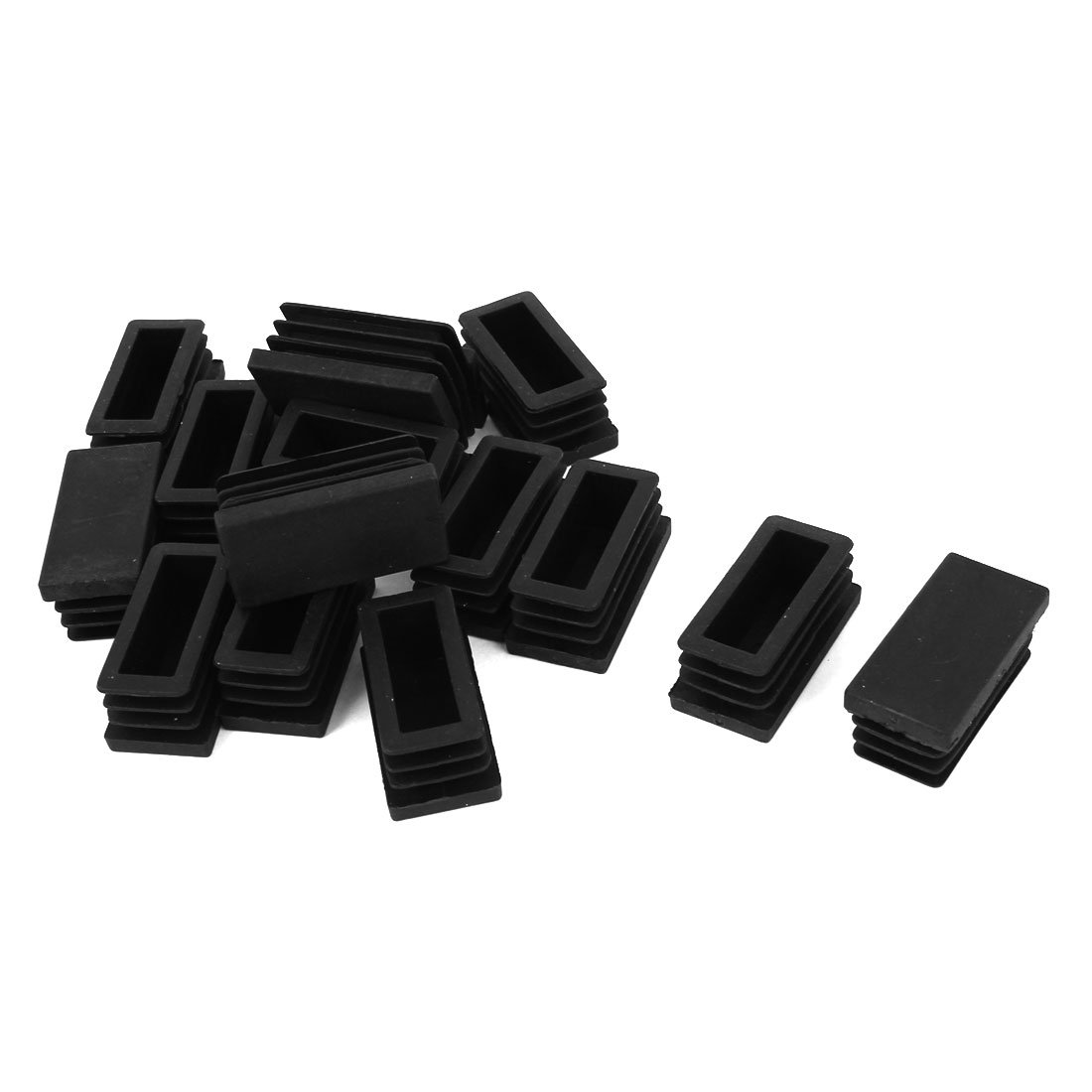 sourcing map 15 Pieces Black Plastic Blanking End Caps Tube Inserts 20mm x 40mm