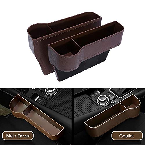 Moshbu 2 PCS Car Seat Pockets ABS Car Console Side Organizer Seat Gap Filler with Cup Holder for Cup, Cellphone, Wallet, Keys, Etc - Thumbnail 7