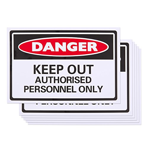 6-Pack of Authorized Personnel Only Sign - Safety Signs, Danger Signs, No Admittance Signs for Personal Property or Business Location, Black and White - 11.7 x 7.8 Inches