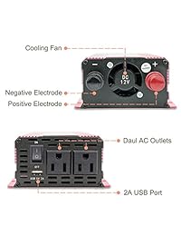 cantonape 700 W 1500 W (pico) Inversor de corriente de coche DC 12 V a 110 V AC convertidor con visualización LCD dual salidas de CA Comapct tamaño y 2 a cargador de coche con puerto USB para coche casa portátil