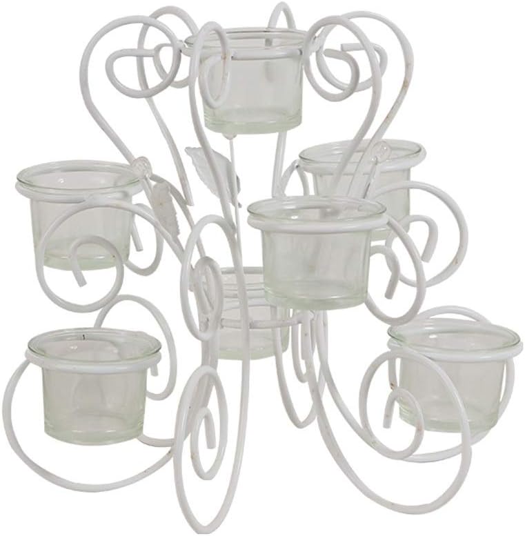 candelabro QIQIDEDIAN Decoración de Velas Vidrio de Hierro Forjado