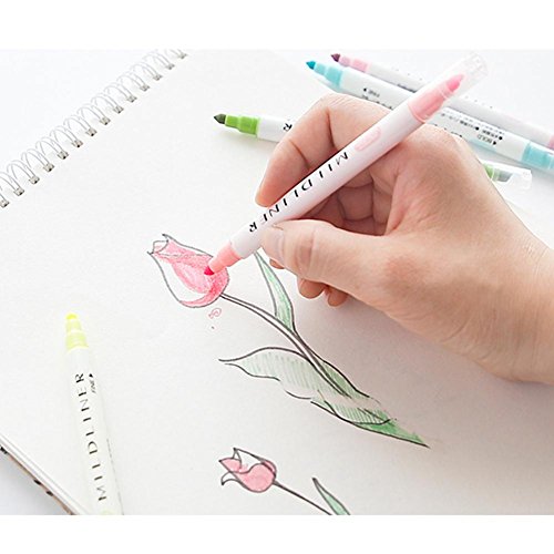 Dreamalva 12-Color Double-Headed Marker Highlighter Set Student Decorative Mark