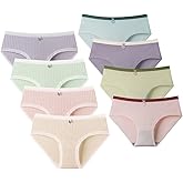 Ayshie Teen Girls Soft Cotton Panties 8-Pack Teenager Assorted Mid Waist Briefs Underwear fits 10-16 Years