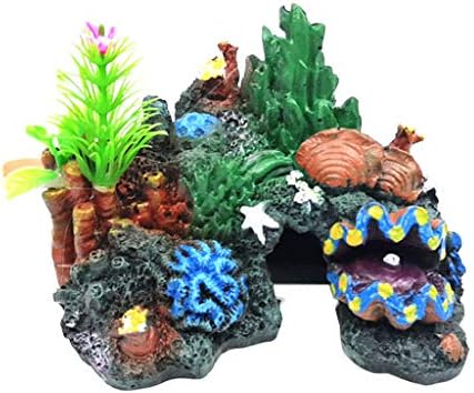 Aquarium Decoration Environments Cave Living Reef Fish Tank Resin Coral Aquarium Ornaments Fish Hide-Away Mountain Retro Rockery Crafts Landscaping