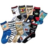 Kids Boy's Fashion Cartoon Dinosaurs Pattern Sport Socks 10 Pairs