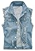CAMO COLL Men's Sleeveless Lapel Denim Vest Jacket (M, E1-Blue)
