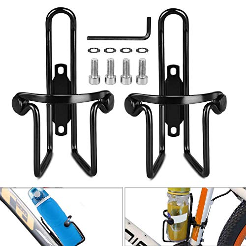 Bike Water Bottle Cage,BYPA 2pcs Super Light&Sturdy Aluminum Alloy Anti Rust Bicycle Bike Water Bottle Holder for MTB/Road Bike/Folding Bike/Fat Bike (Black)