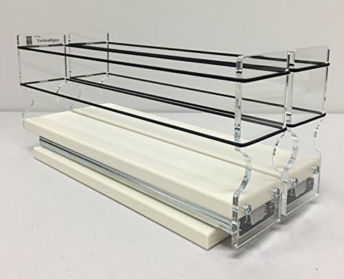 Vertical Spice - 22x1x10 DC - Spice Rack w/2 Drawers - 10 Capacity - New and Unique - Easy Access - 22 x 1 x 10 - Shallow Cabinets