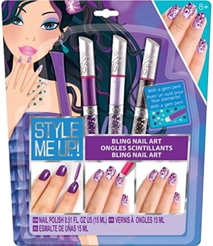 Style Me Up! 2 in 1 Nail Art Markers - Blingin Manicure (Purple, Silver)