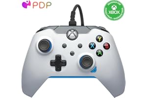 PDP Wired Xbox Game Controller - Licensed for Xbox Series X|S/Xbox One/PC, Dual Vibration Gamepad, App Supported - Ion White/Blue (Amazon Exclusive)