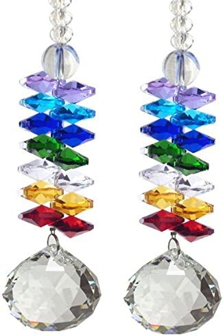 30mm Chandelier Crystals Ball Prisms Rainbow Octogon Chakra Suncatcher for Gift，Pack of 2 (Rainbow)
