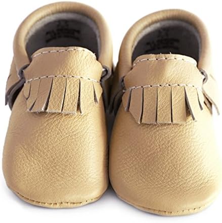 Baby Moccasins, The Coral Pear Classic Moccasin, Genuine Leather Shoes for Babies &amp; Toddlers, Tan, Size 6.5M (Babies &amp; Toddlers)