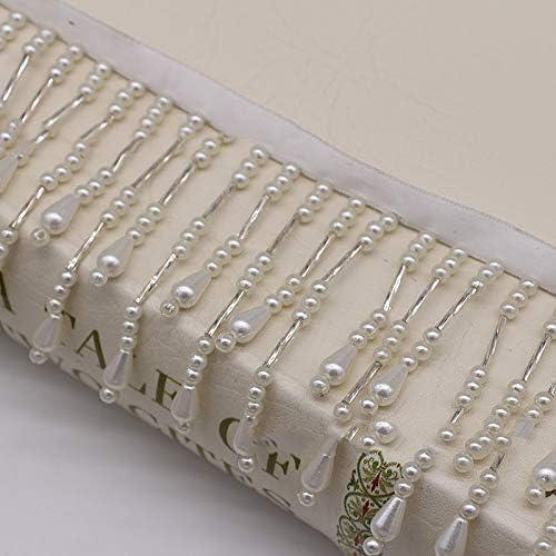 1 Yard Tassel Fringe Trimming White Pearl Curtain Edging Tassel Beaded Fringe Trim
