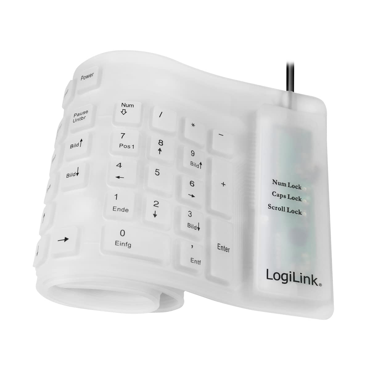 LogiLink flexible waterproof USB keyboard (German QWETZ keyboard layout) White