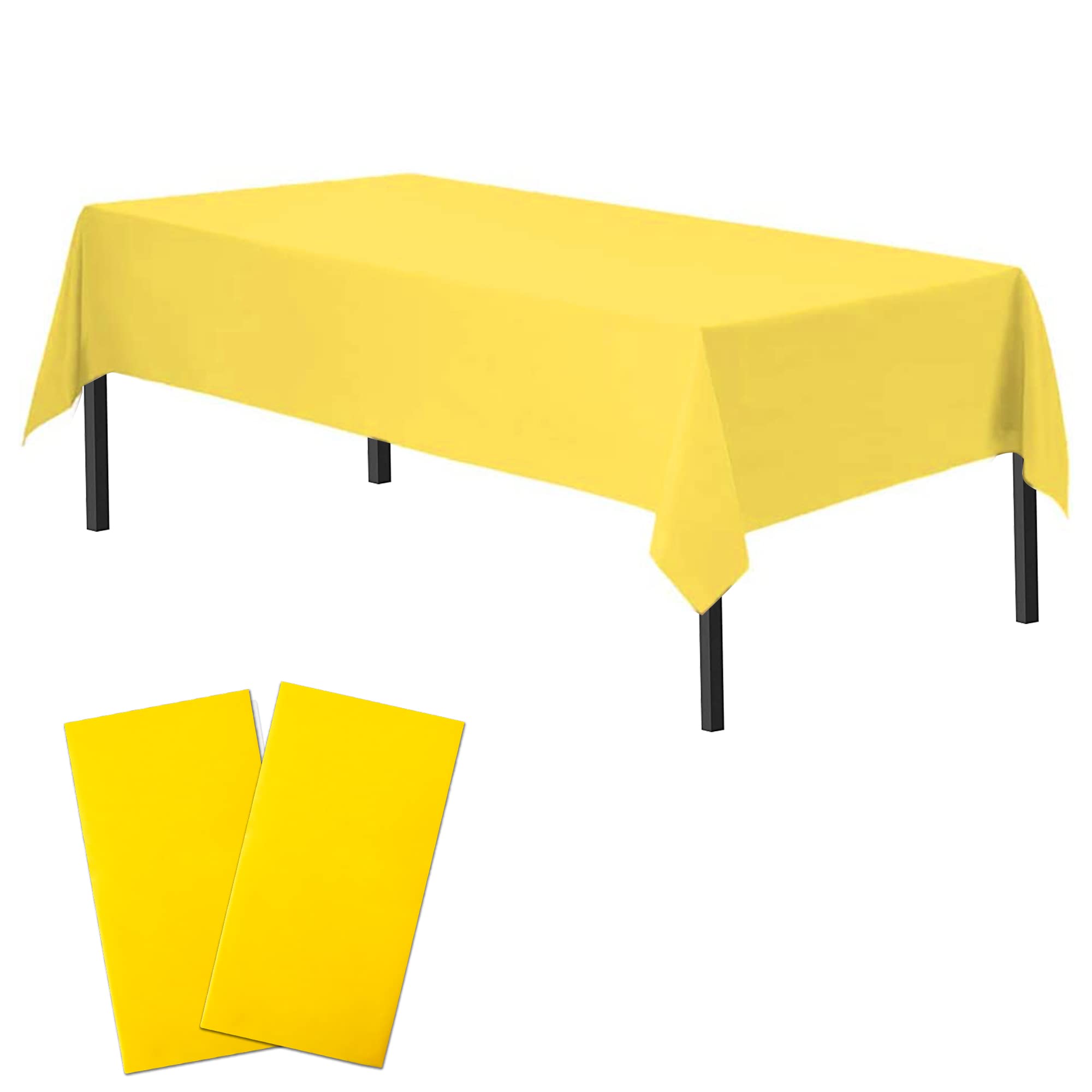 Time to Sparkle 2 Pack Plastic Tablecloths 54" x 108" Plastic Dining Table Cloth Premium Rectangle Table Cover for Parties Wedding Banquet etc Indoor Or Outdoor(Yellow) — image 1