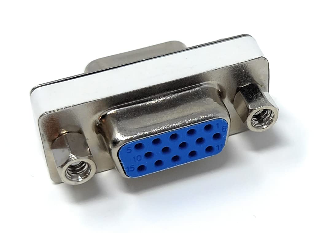 DRUT VGA Socket to Socket HD15 SVGA Gender Changer Cable Adapter Coupler, All Pins Connected (Female to Female)