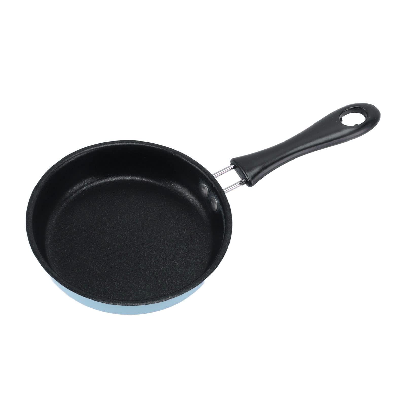 12cm Mini Frying Pan Round Egg Pan One Egg Fry Pan Egg Pancake Maker Omelet Mini Breakfast Pan with Long Handle Safe Cookware Small Egg Skillet (Blue)