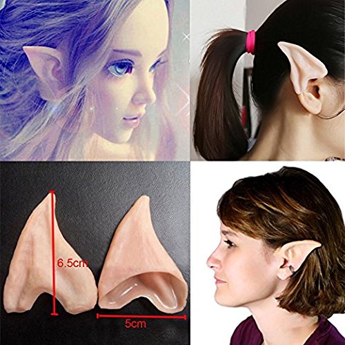 Elf Ears, Latex Fairy Elven Ears Soft Pointed Prosthetic Ear Soft Pointed Prosthetic Tips Ear for Cosplay Accessories, 2 PCS