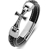 VA JENT Cross Bracelet for Men, Jesus Faith Religious Easter Catholic Communion Baptism Christmas Jewelry Gift for Men