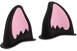 HOMOBABE Cute Cat Ears Helmet Decorations for Motorcycle and Ski Helmets Black and Pink Pair Stick-On Cycling
