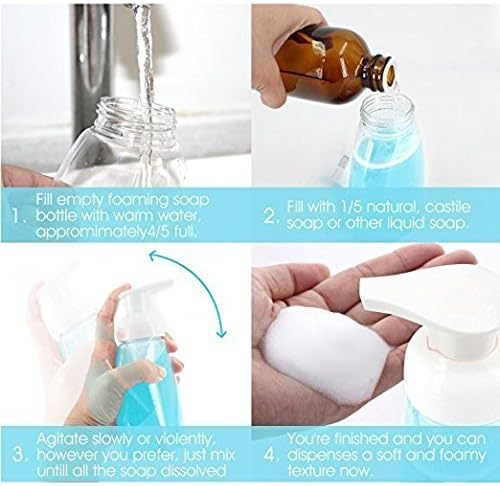 Foaming Soap Dispensers Pump-Bottles, BPA Free ,for Kitchen or Bathroom Countertops and for hand soap Facial Cleanser Body Wash 250ml (8.5 oz) - Pack of 2