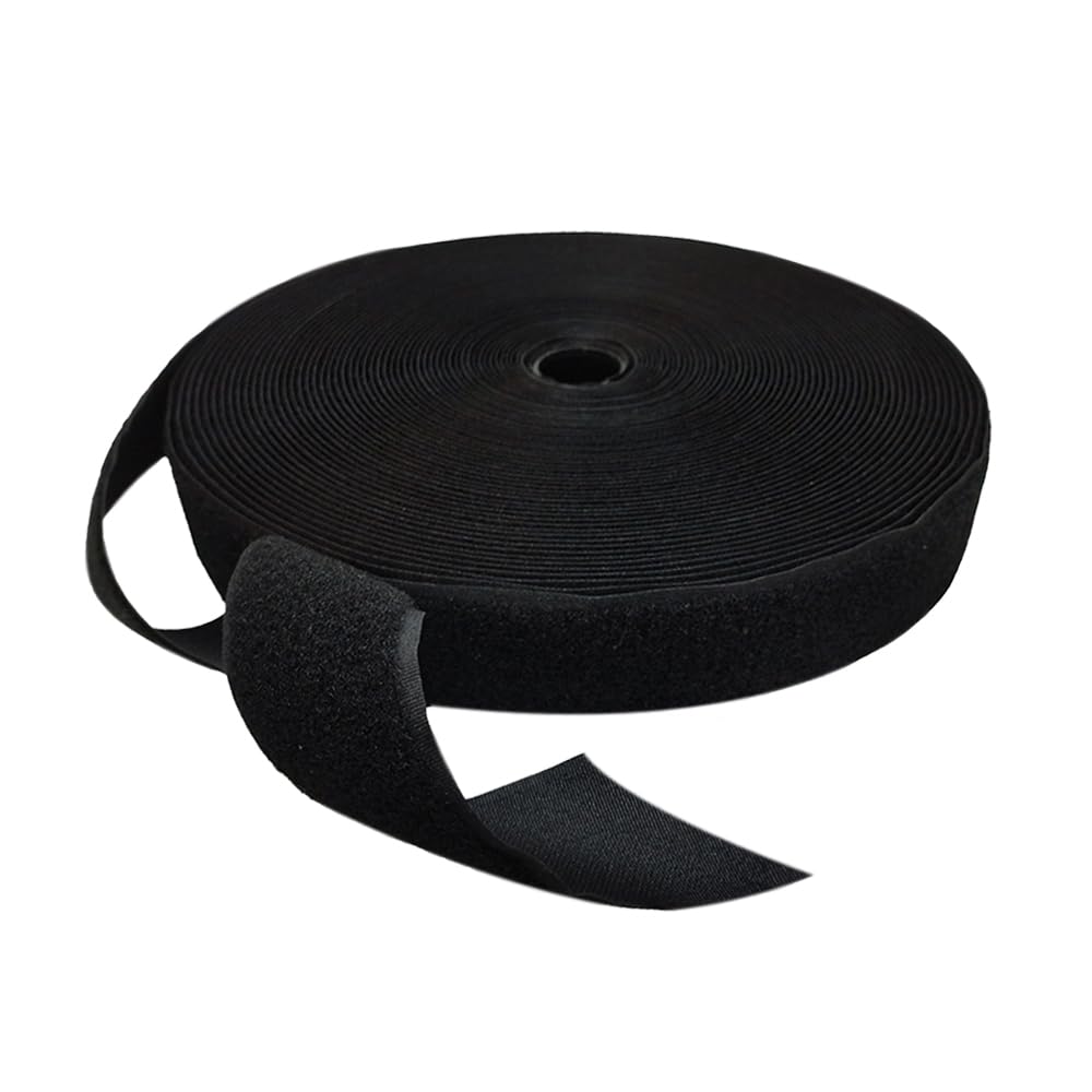 27 Yards Hook and Loop Sew-on 100% Polyester, Roll Hook and Loop (or Only Hook or Only Loop) for Sticking Curtains, Carpets, Fabrics, Holding Appliances, (Black Loop, 0.8in)